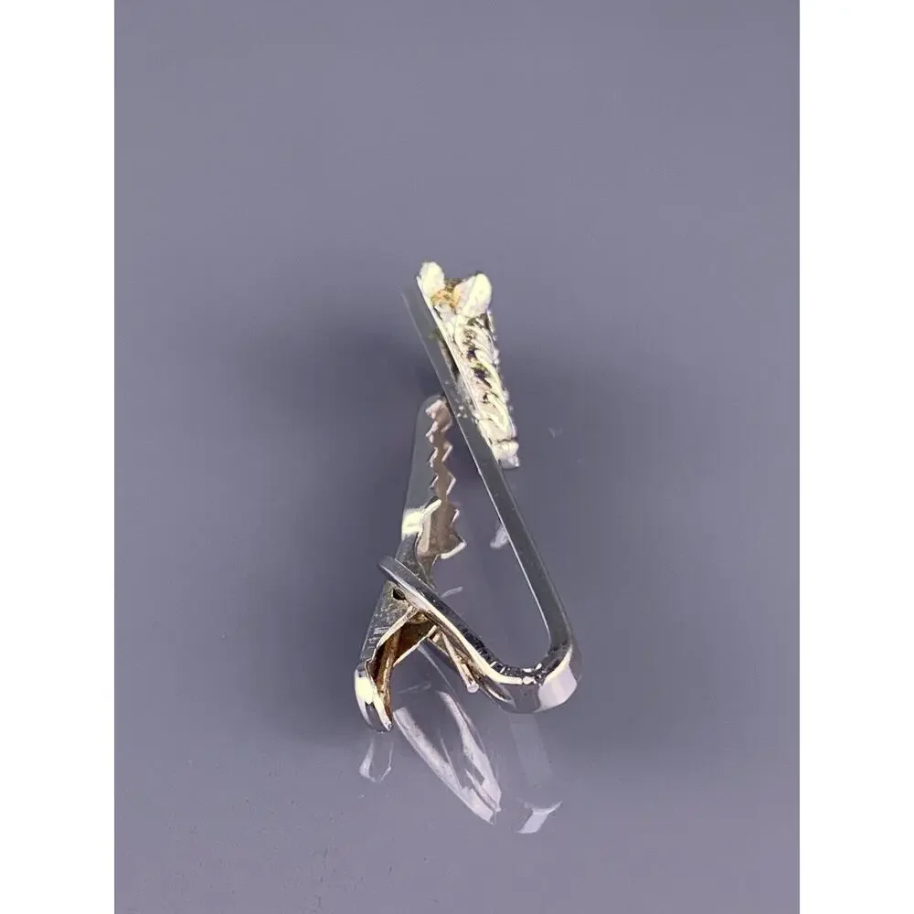 Bridled Horse Head Tie Clip Bar Silver Tone Equestrian Racing Dressage Vintage